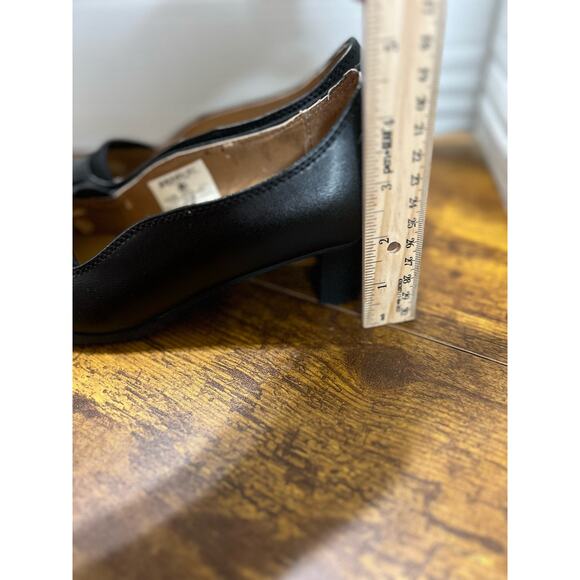 Slip Grips sz 6w women black chunky block heel pumps 1017 - Picture 7 of 9